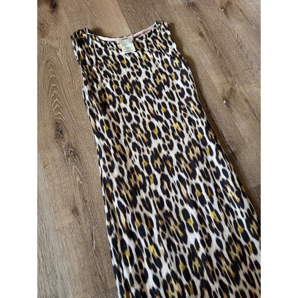Fuzzi Leopard Print Sleeveless Midi Bodycon Dress XS